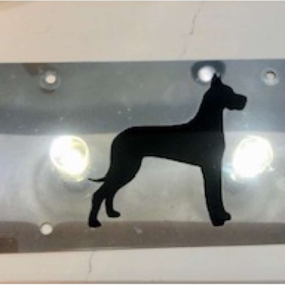 Great Dane black license plate silver